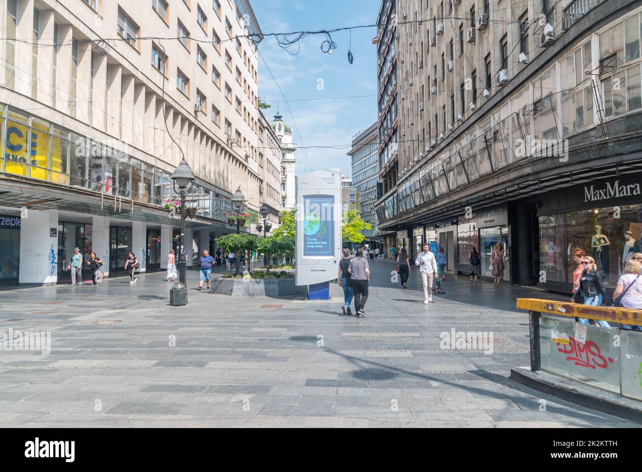 Belgrade, Serbia - June 7, 2022: Knez Mihailova Street. Main pedestrian and shopping street in capital of Serbia. Stock Photo