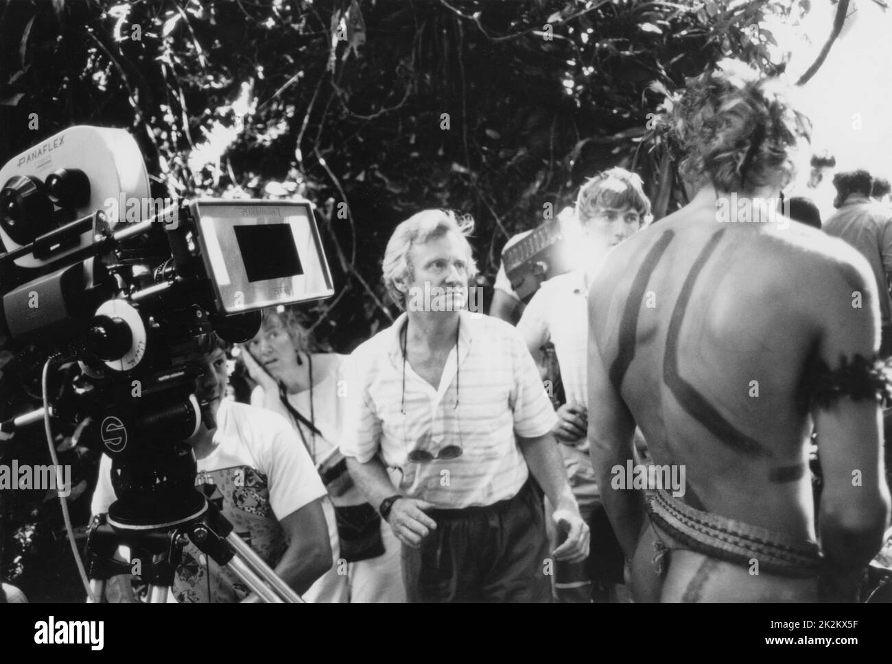 John Boorman on the set. The Emerald Forest UK, 1985 Stock Photo