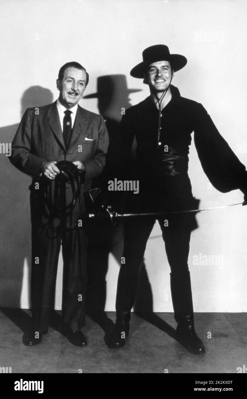 American animator and producer Walt Disney and Guy Williams (Zorro) 1958 Stock Photo