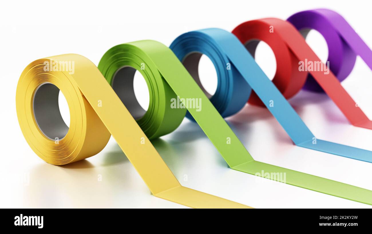 Colored adhesive tapes isolated on white background. 3D illustration Stock Photo Alamy