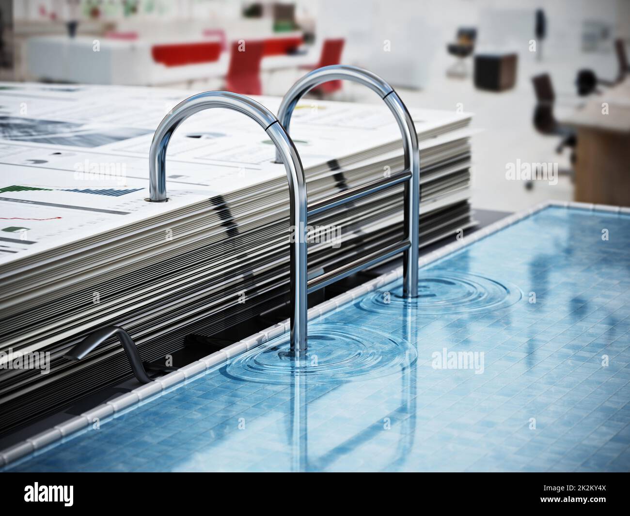Document folder mechanism illustrated as swimming pool ladder. Business ...