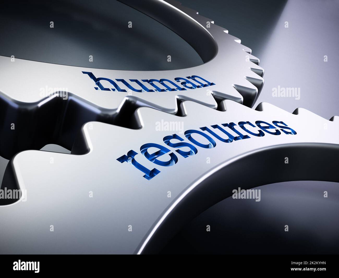 Two gears in motion with human resources text. 3D illustration Stock Photo Alamy