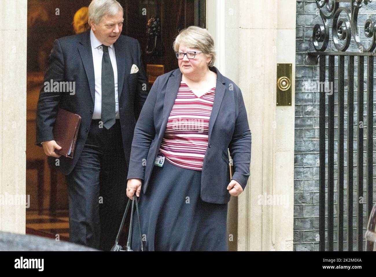 London, UK. 23rd Sep, 2022. Thérèse Coffey, Health Secretary and deputy prime minister, followed by Lord True leaves a cabinet meeting at 10 Downing Street London. Credit: Ian Davidson/Alamy Live News Stock Photo