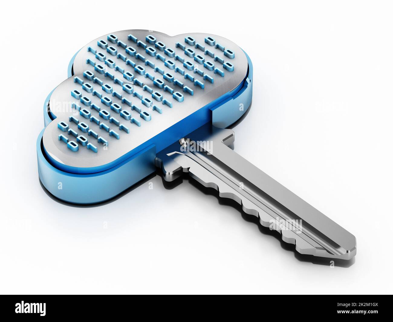 Metal key with cloud shape and binary code on top. Cloud computing ...