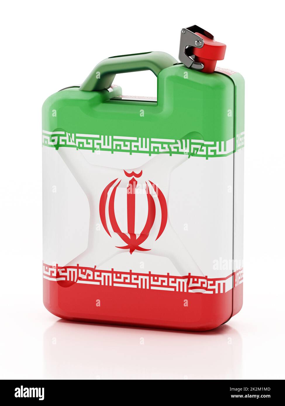 Gas can with Iran flag isolated on white background. 3D illustration Stock Photo