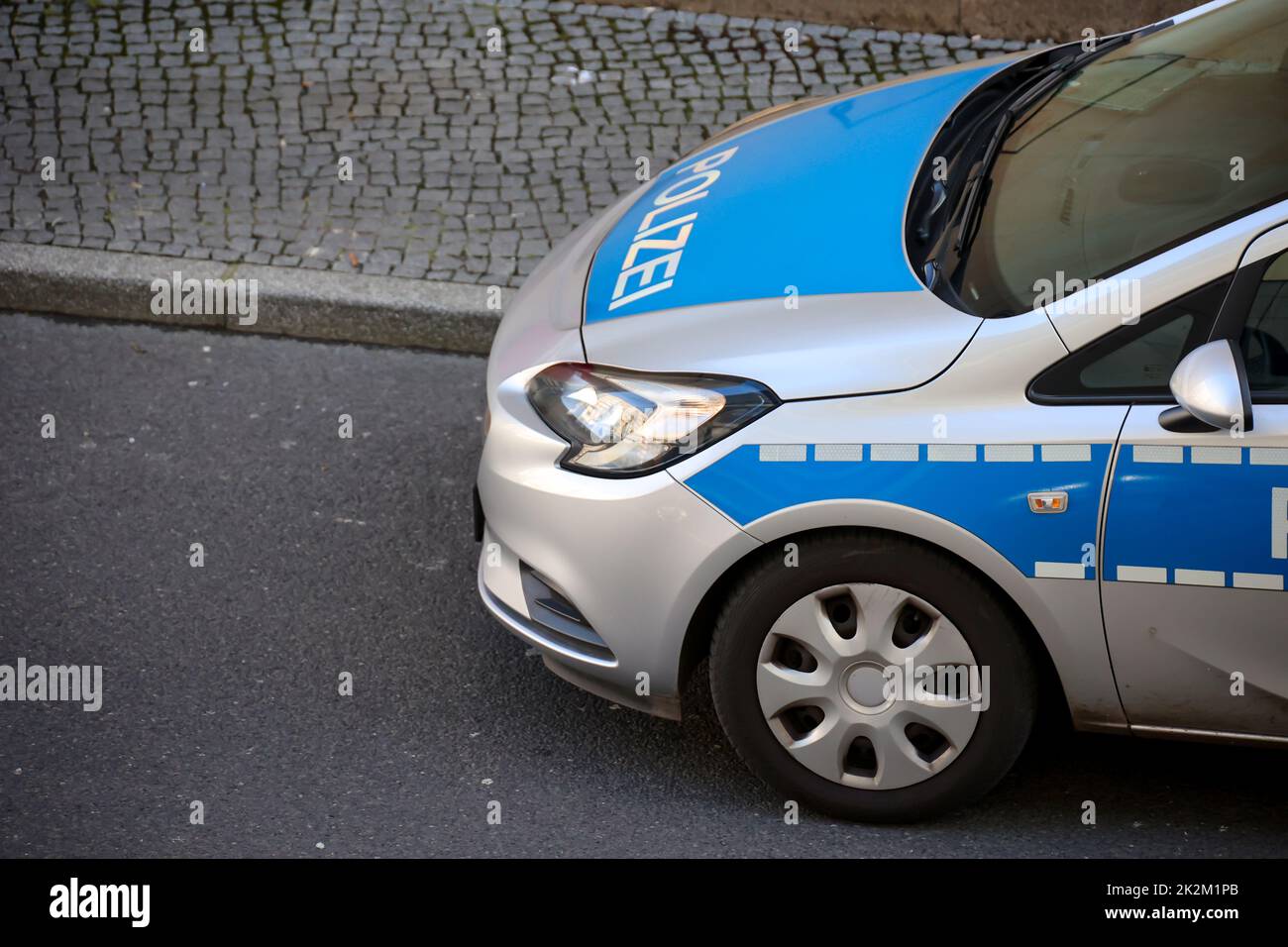 A detailed view of a police car, police car. Stock Photo