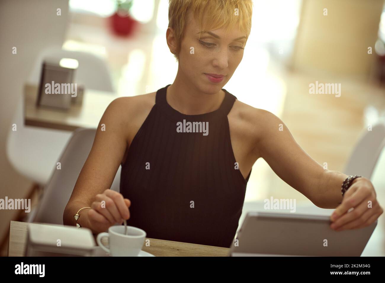 Cropped tilted angle view of a young businesswoman Stock Photo