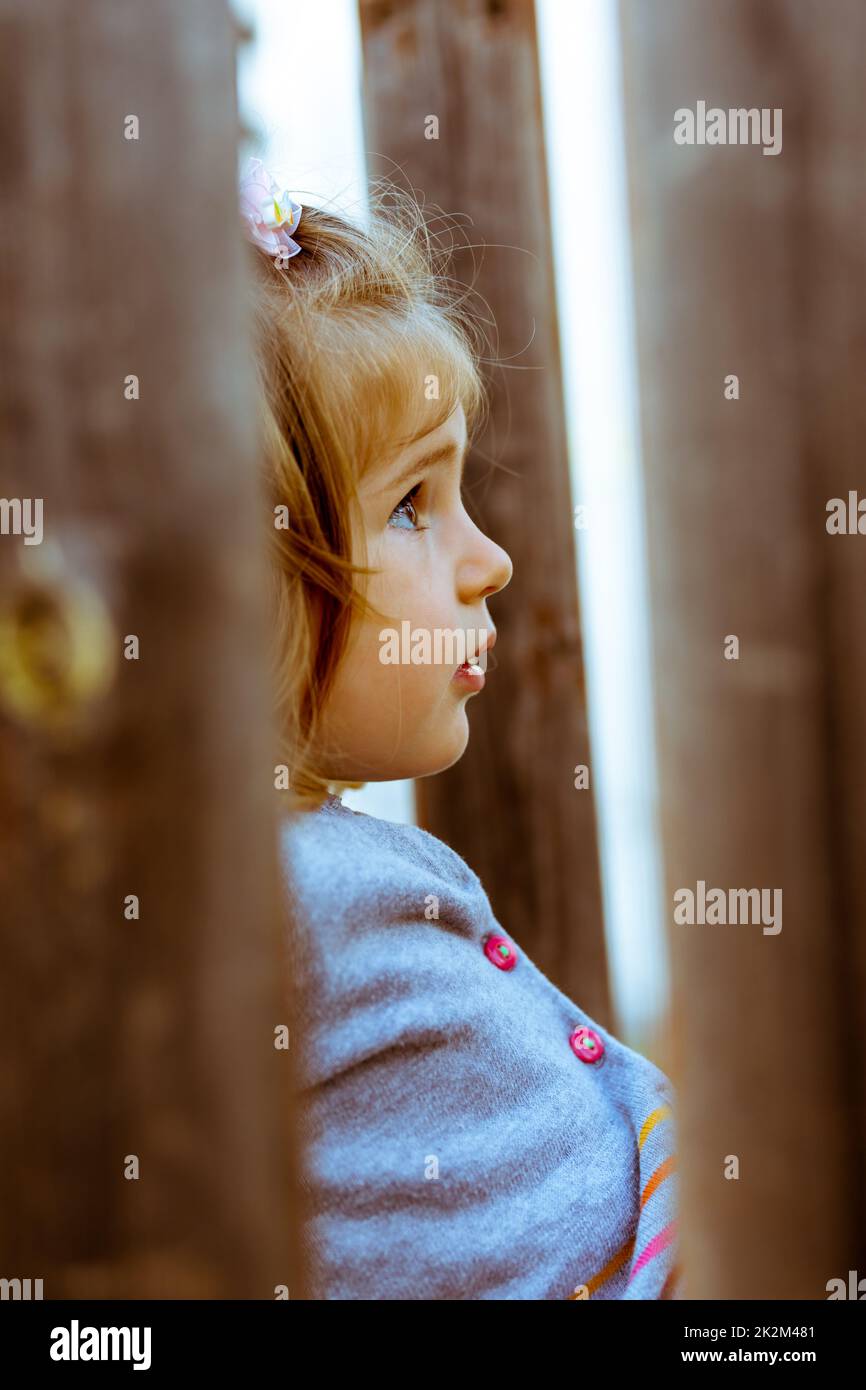 portrait of a little girl outside Stock Photo
