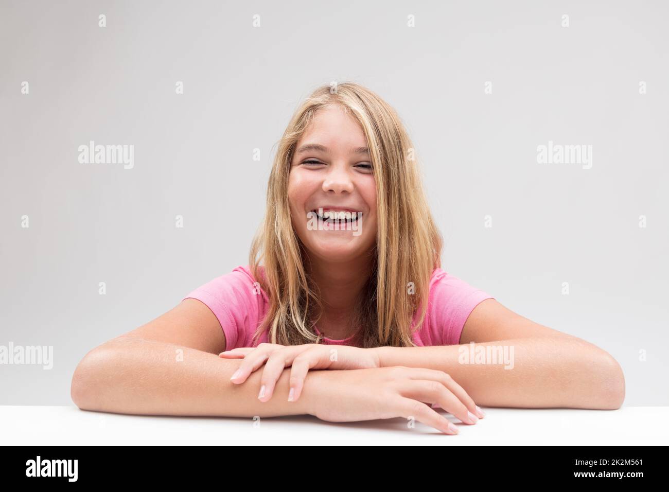 laughter explosion little girl portrait Stock Photo