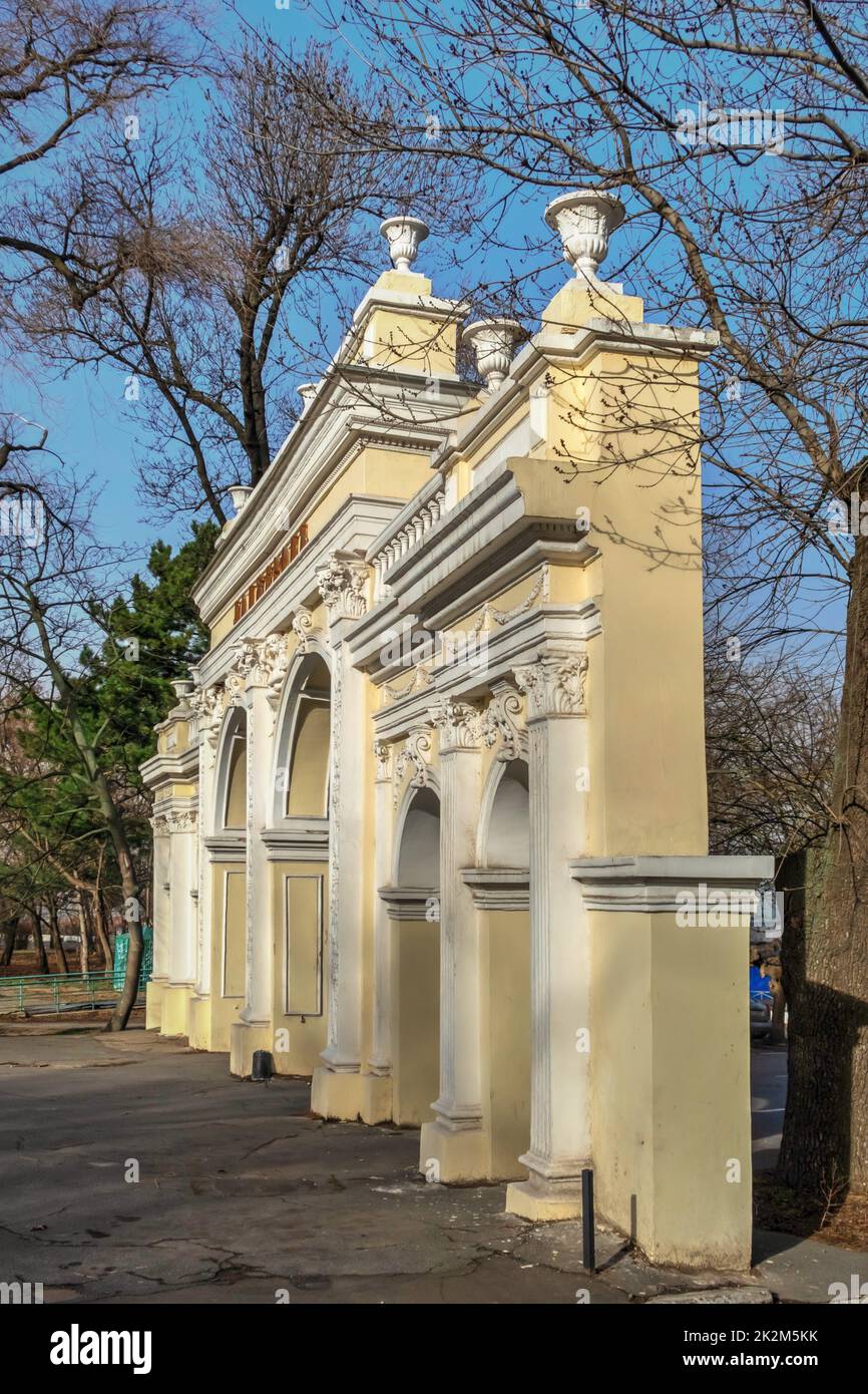 Entrance arch to the Langeron beach in Odessa, Ukraine Stock Photo