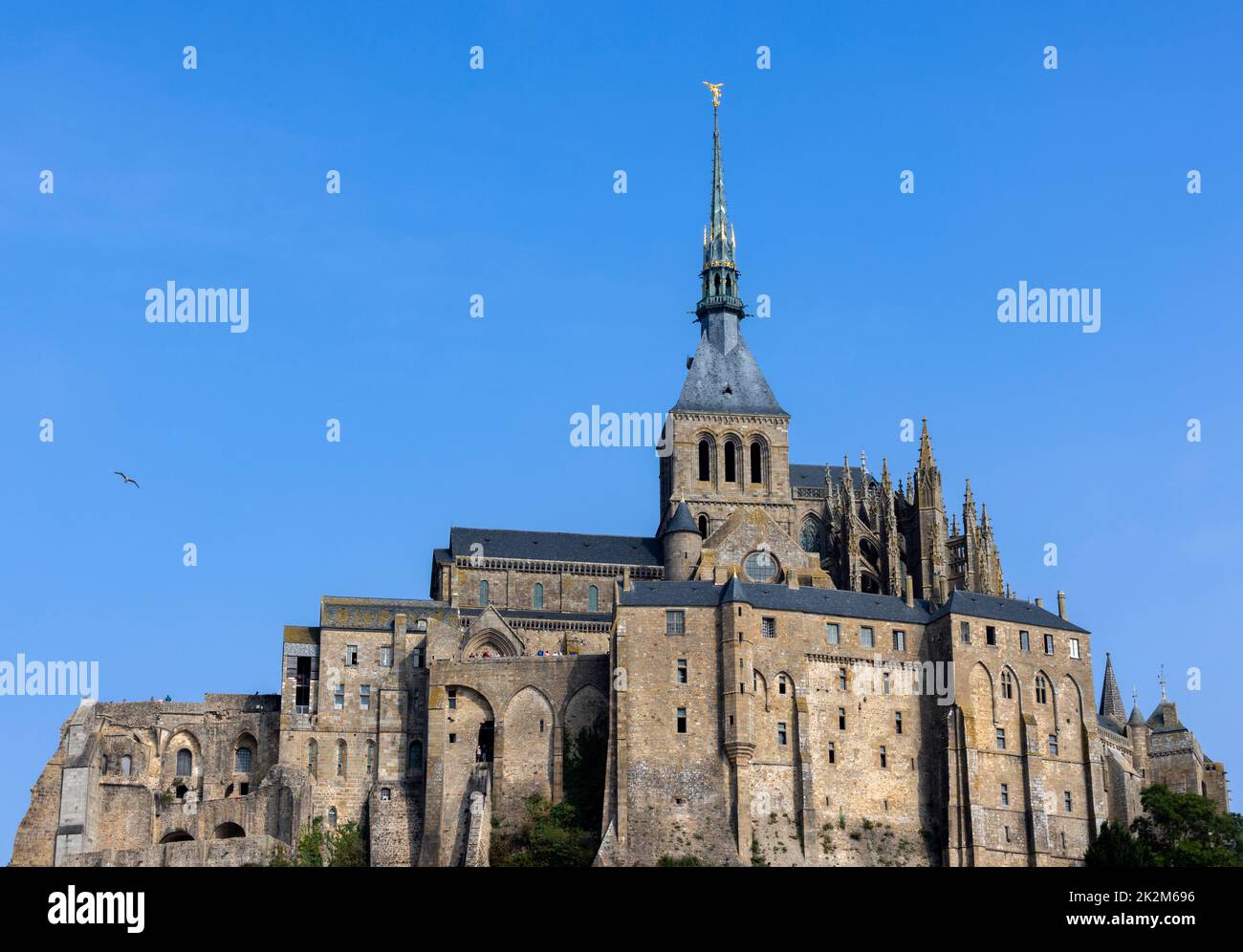 Le Mont Saint-Michel (Saint Michael's Mount), a small, rocky tidal island, famous for its medieval abbey, Avranches, Normandy, France. Stock Photo