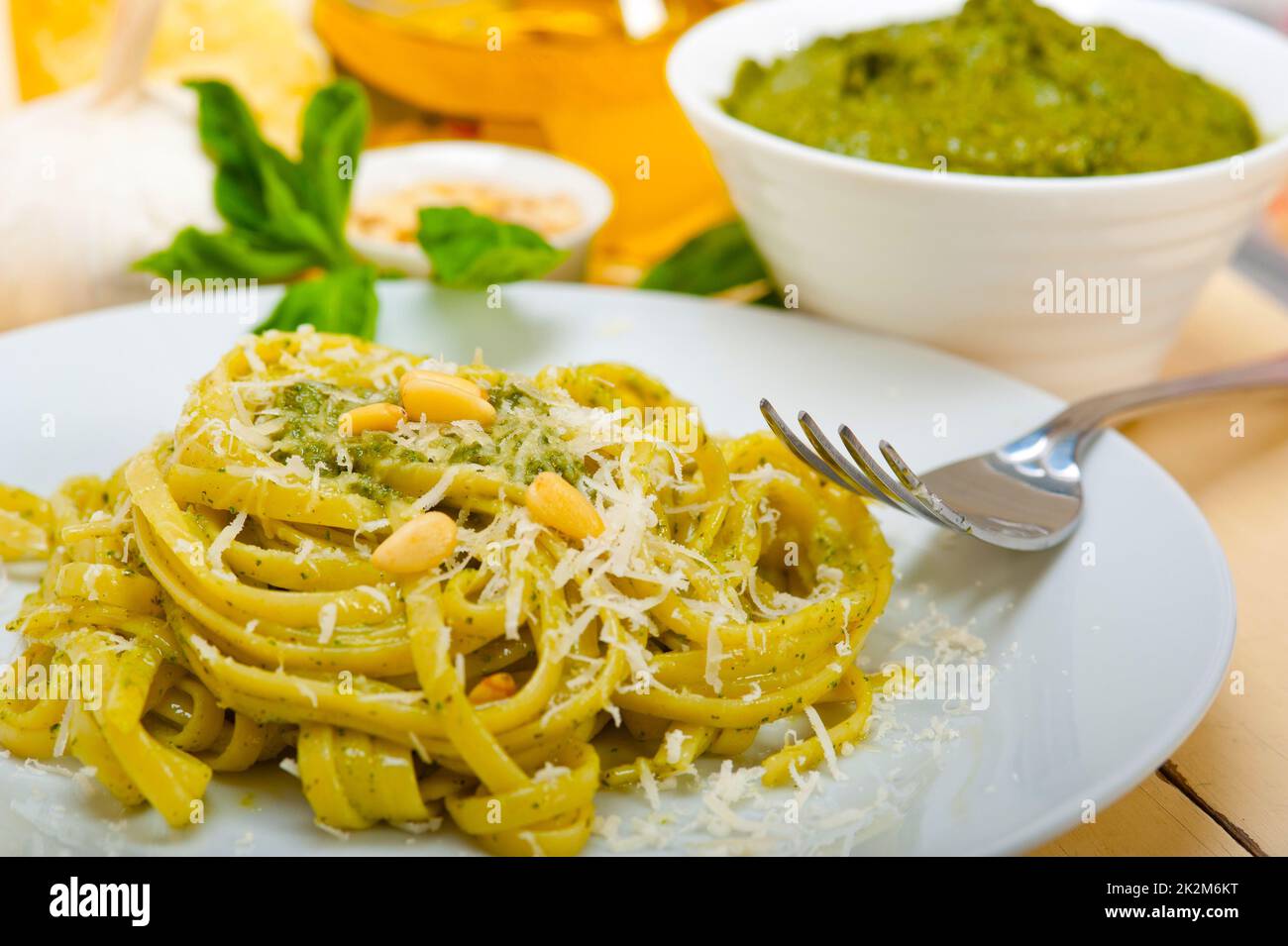 Italian traditional basil pesto pasta ingredients Stock Photo Alamy
