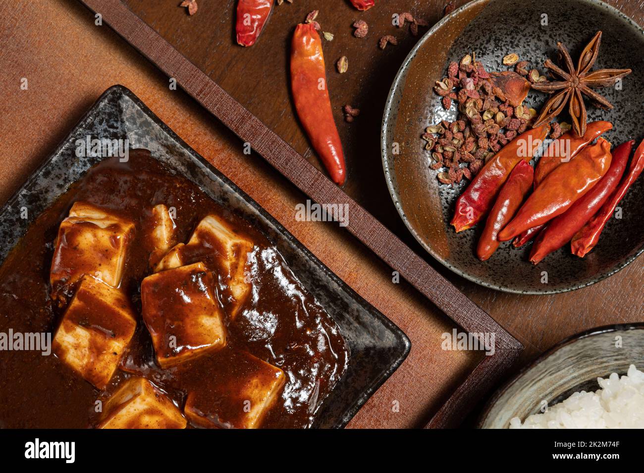 chinese tradition food,Mapo Tofu(Spicy hot tofu) with rice,ancient