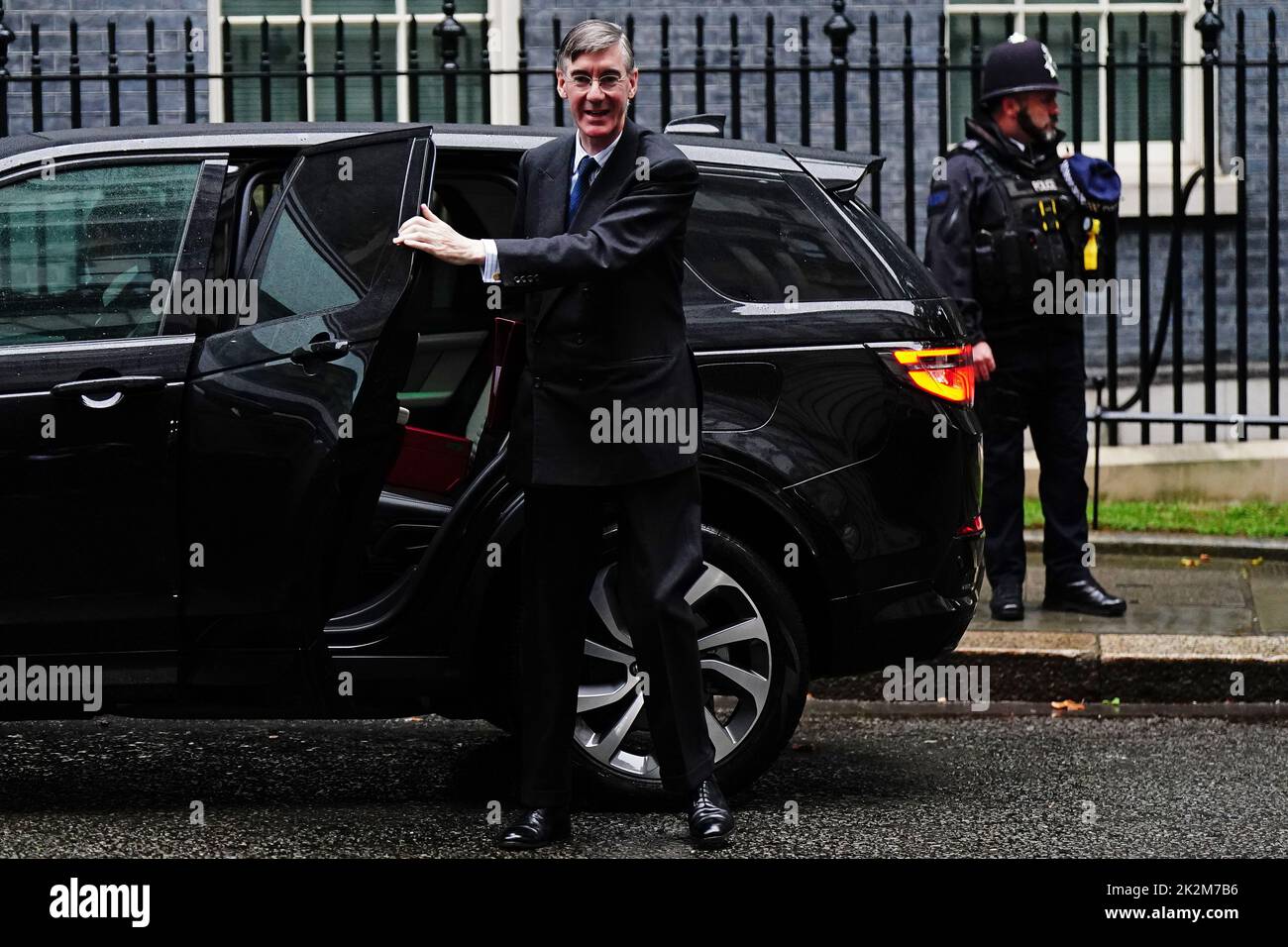 Business Secretary Jacob Rees-Mogg arrives for a cabinet meeting at 10 Downing Street, London, ahead of a mini-budget announcement by Chancellor of the Exchequer Kwasi Kwarteng. Picture date: Friday September 23, 2022. Stock Photo