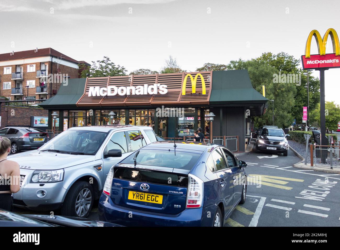 McDonald's drive through fast food restaurant in Brentford, London, England, UK Stock Photo
