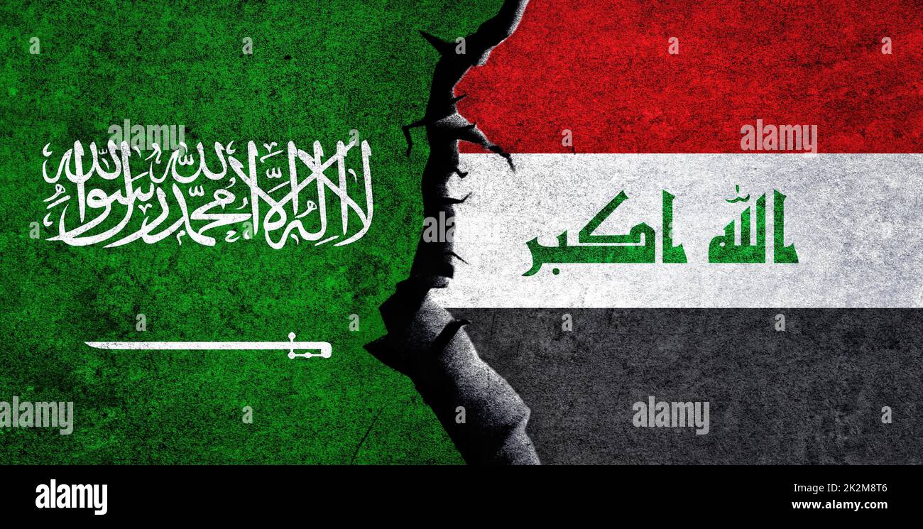Saudi Arabia and Iraq flags together. Iraq and Saudi Arabia relation