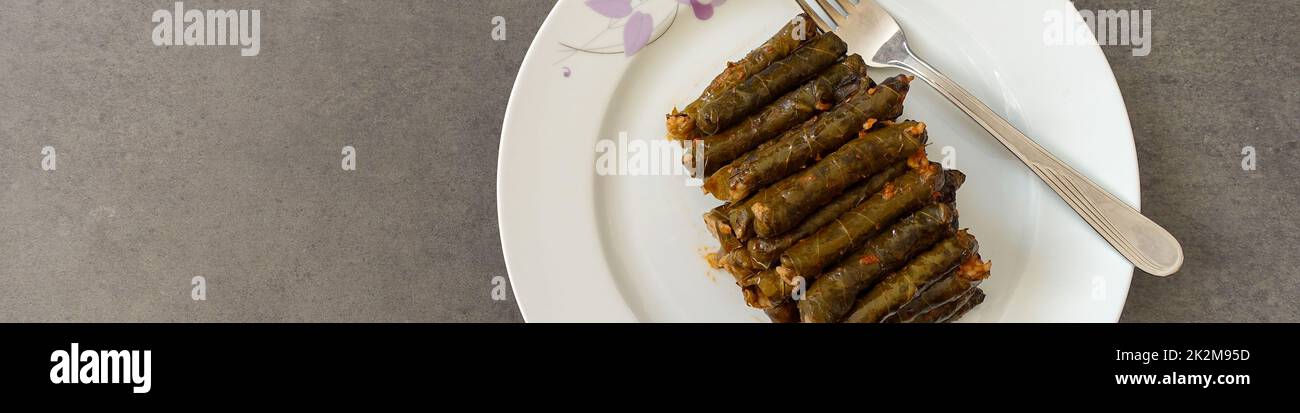 Olive Oil Stuffed Leaf Stuffed Grape Leaf Turkish Stuffed Leaf Stock