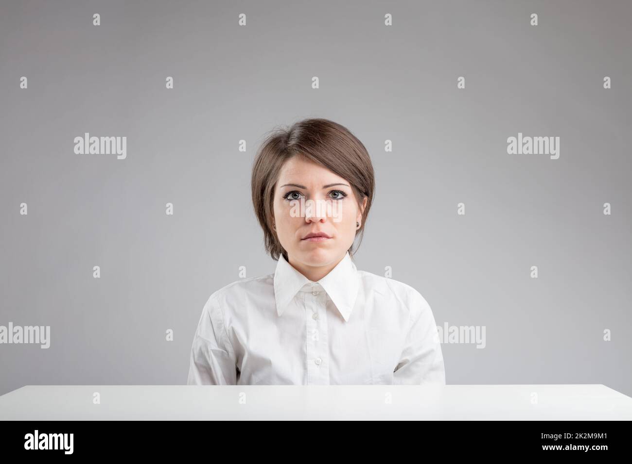 serious inexpressive woman portrait Stock Photo