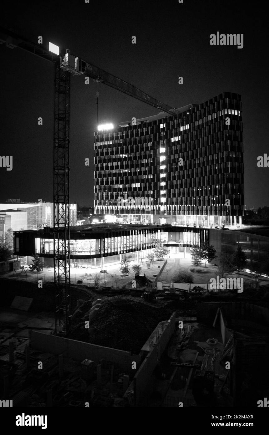 Styria Gebäude in Graz in der Nacht Stock Photo
