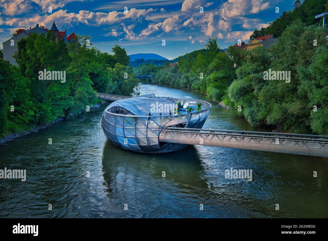 Die Murinsel in Graz Stock Photo