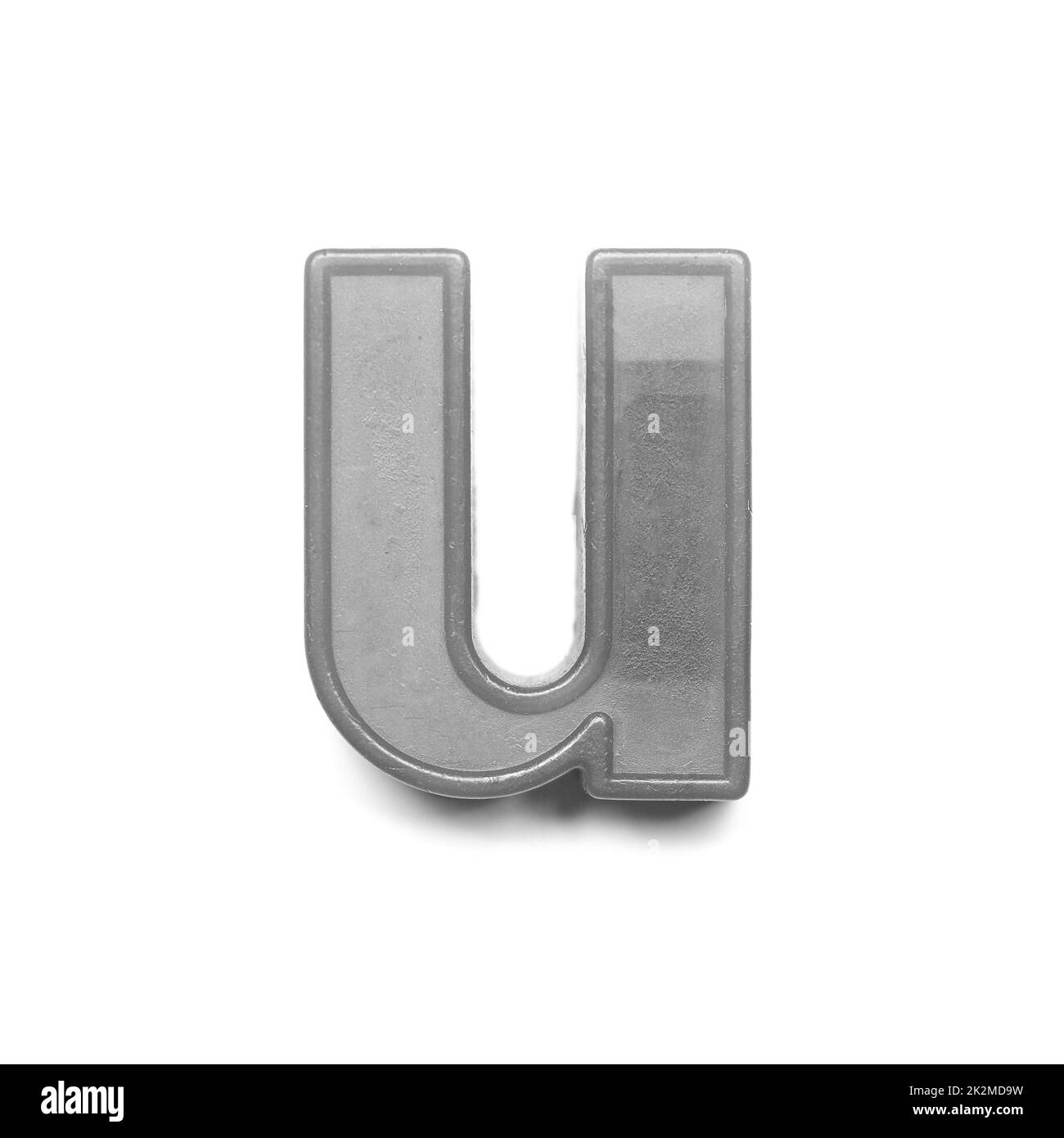 Magnetic lowercase letter U in black and white Stock Photo