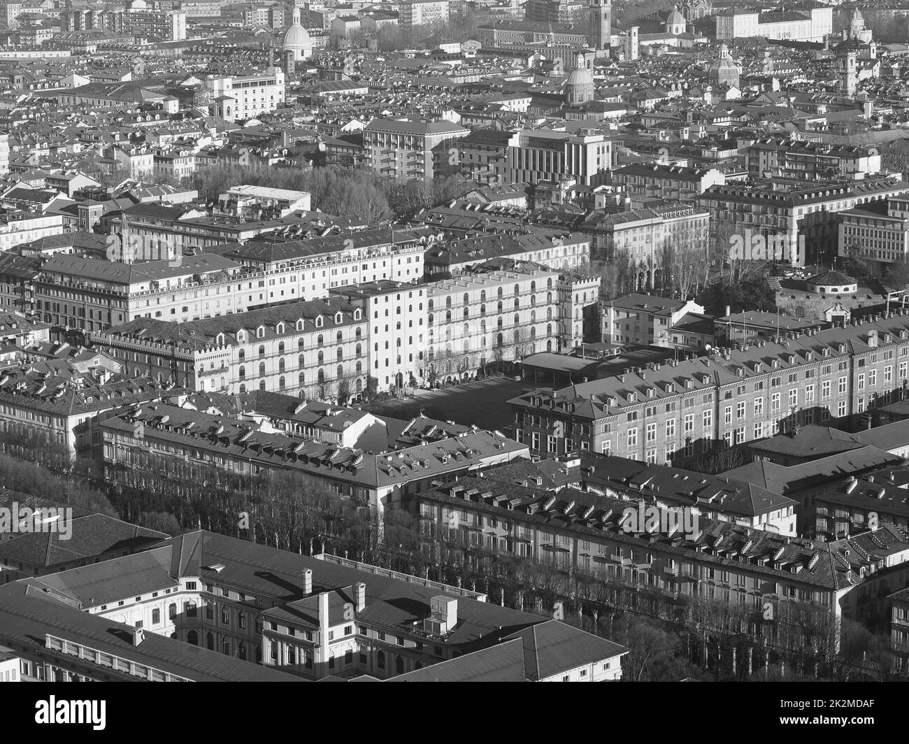Aerial view of Turin in black and white Stock Photo - Alamy