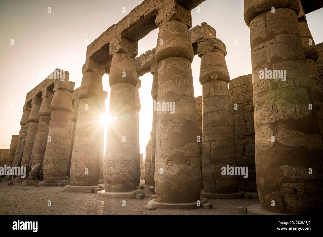Sun court of Amenhotep III, Luxor Temple, Luxor, Egypt Stock Photo