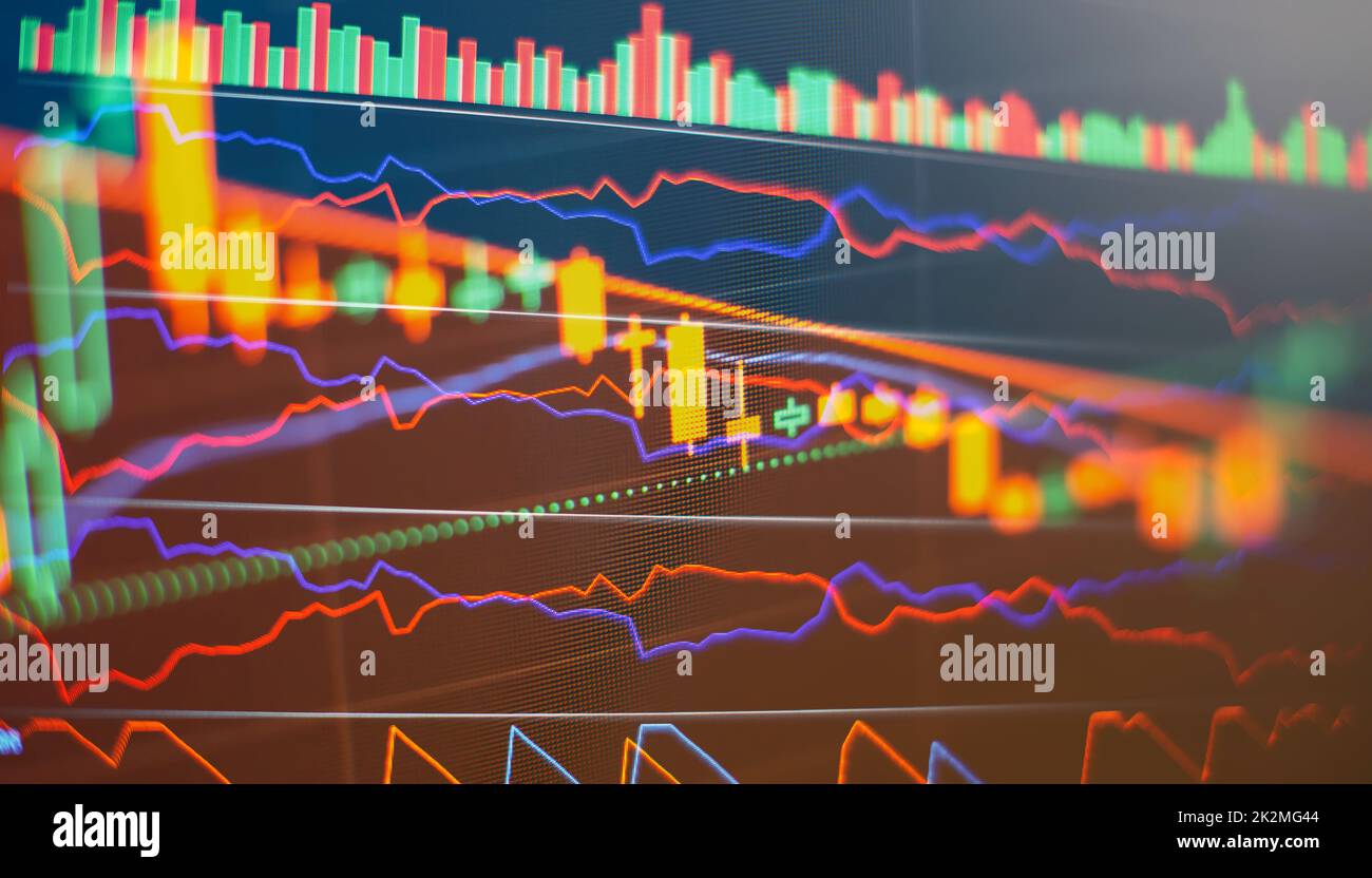 monitor which including of Market Analyze. Bar graphs, Diagrams, financial figures. Forex chart. Stock Photo