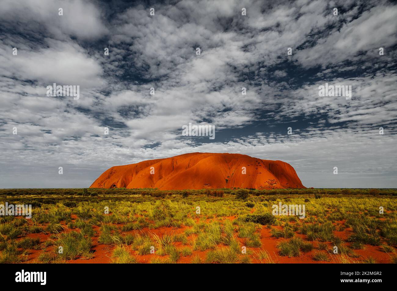 Famous Uluru in Central Australia's desert. Stock Photo