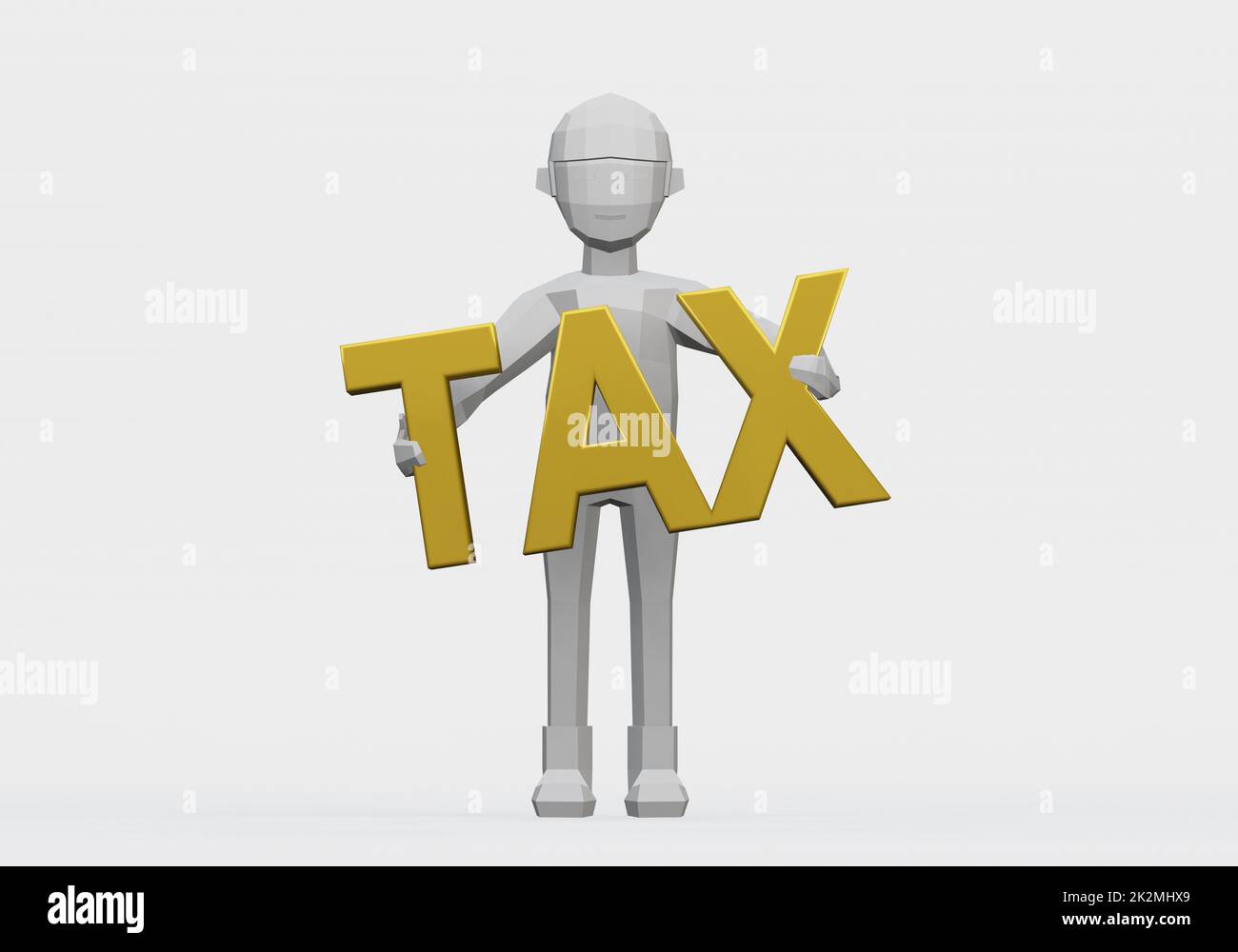 3d render of dummy holding a tax sign for concepts. Stock Photo