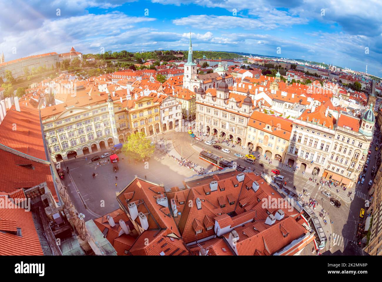Lesser Town Square from Church of Saint Nicolas. Prague, Czech Republic Stock Photo