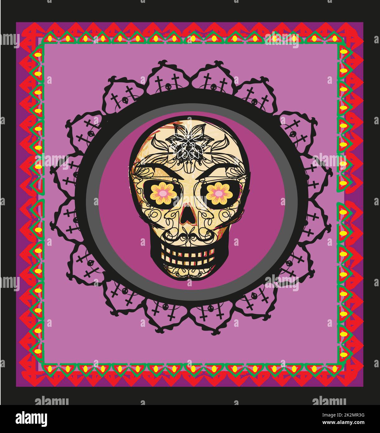 card with mexican skull Stock Photo