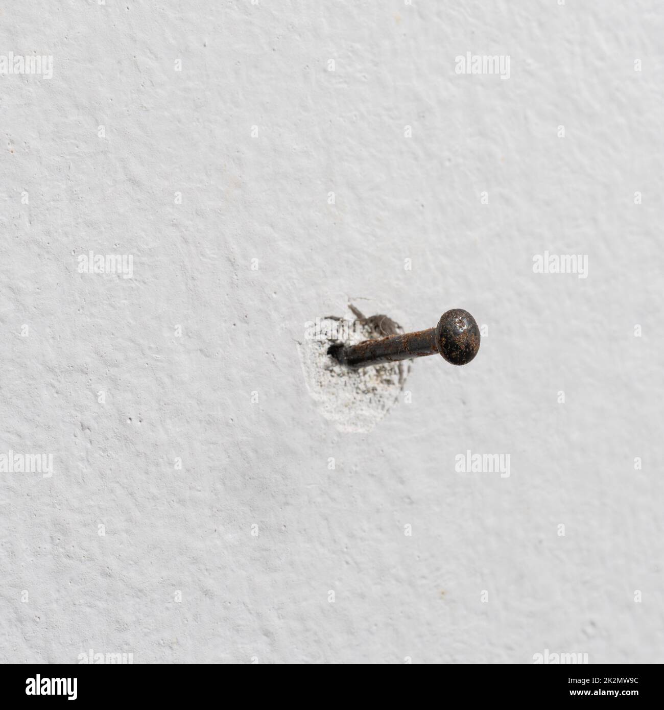 Nail driven into the wall Stock Photo Alamy