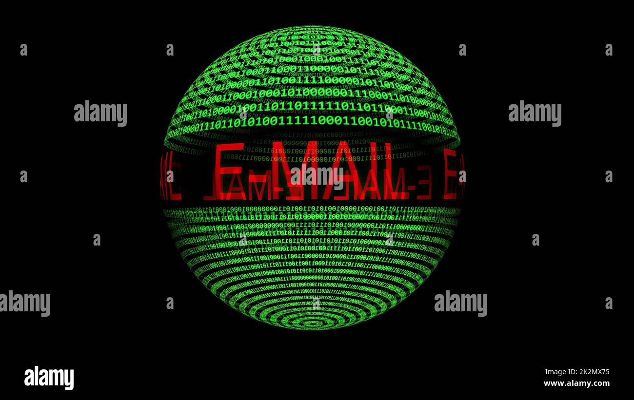 Email on on binary data  sphere Stock Photo