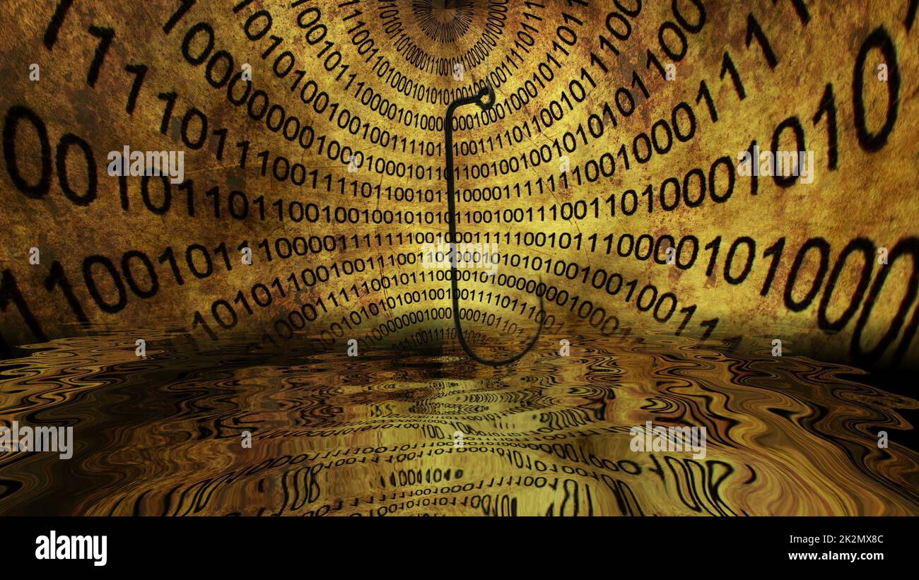 Phishing bait against binary data fraud concept Stock Photo - Alamy