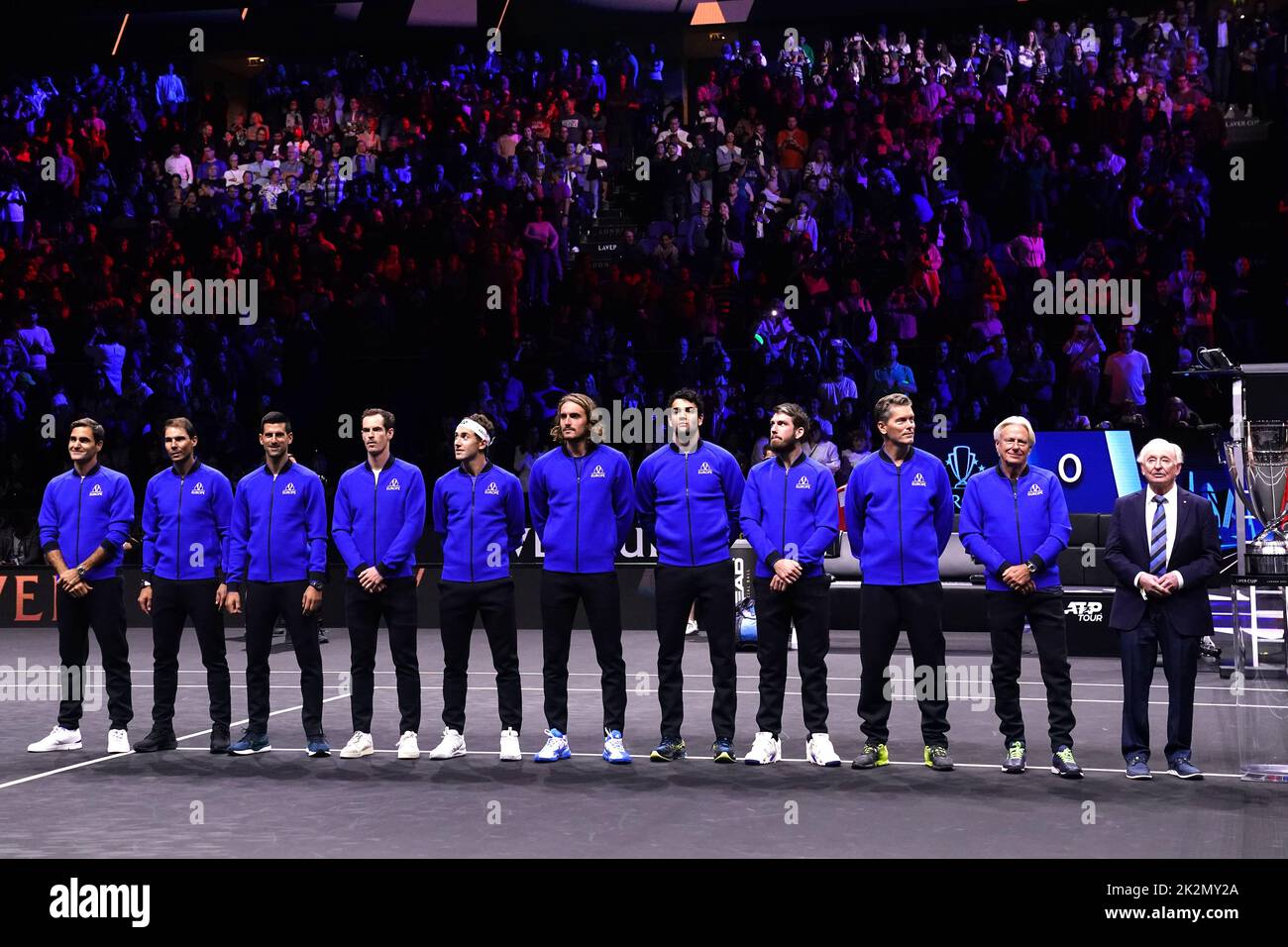 Team Europe players line up ahead of day one of the Laver Cup at the O2 Arena, London. Picture date: Friday September 23, 2022. Stock Photo