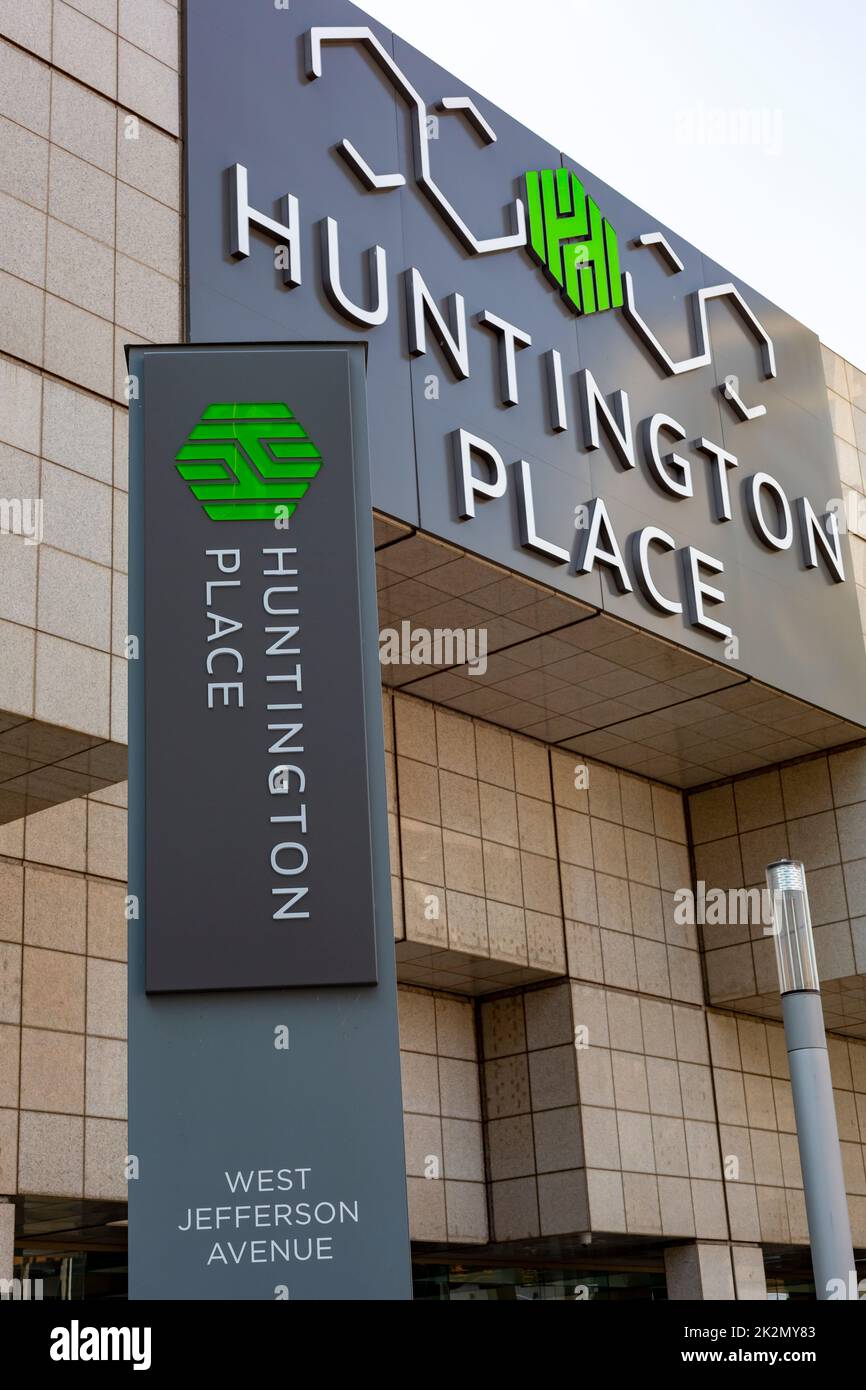 Detroit, Michigan - Huntington Place, Detroit's convention center. The facility was previously called Cobo Hall, then TCF Center, and now Huntington P Stock Photo
