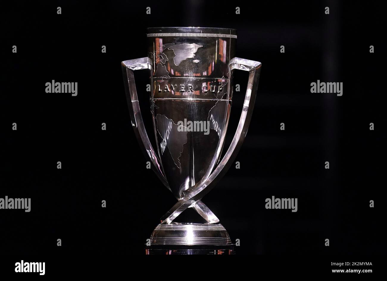 A general view of the Laver Cup trophy on day one of the Laver Cup at the O2 Arena, London. Picture date: Friday September 23, 2022. Stock Photo