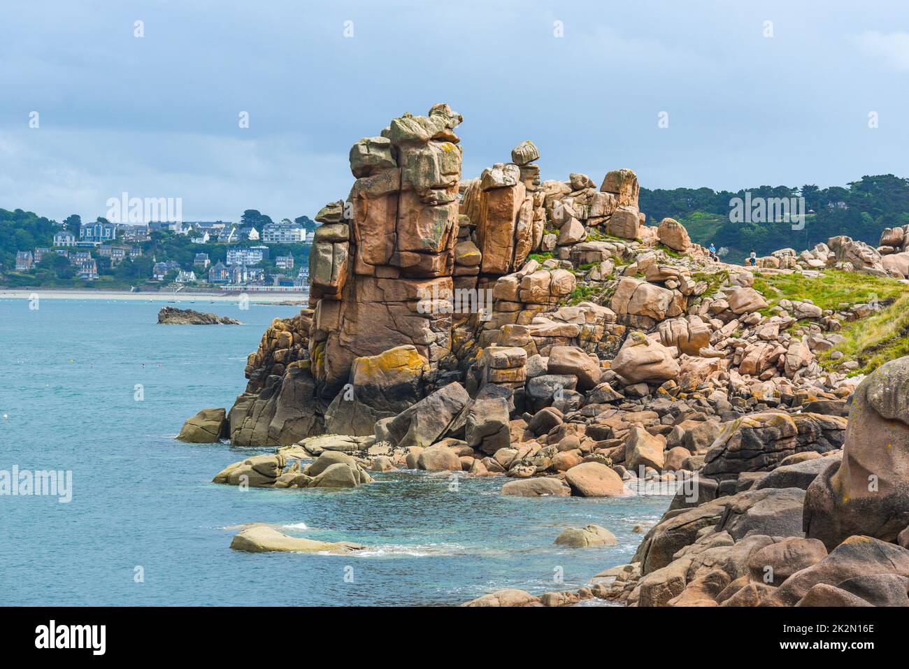 Pink Rocks France Pink granite coast landscape in Bretagny France Stock Photo - Alamy