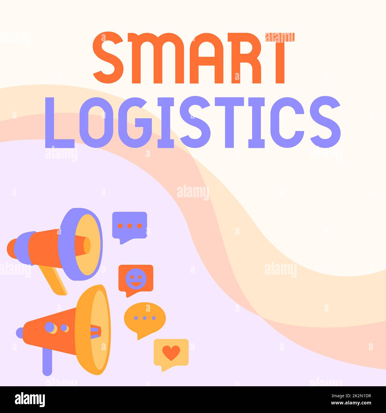 Text sign showing Smart Logistics. Word for integration of intelligent technology in logistics system Megaphones Drawing Giving Positive Comments Making Announcement Stock Photo