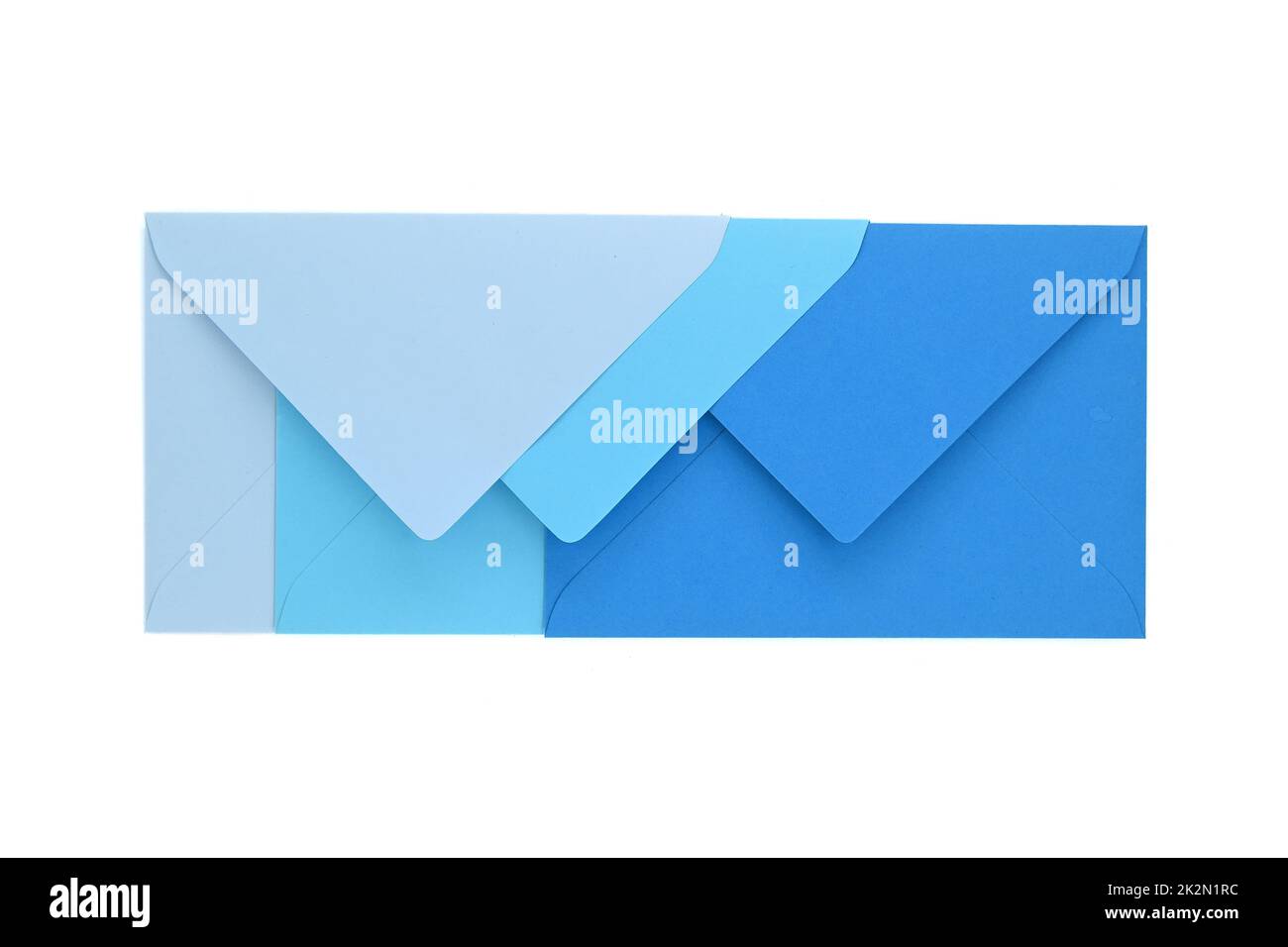 Envelopes of blue hues isolated on white background Stock Photo