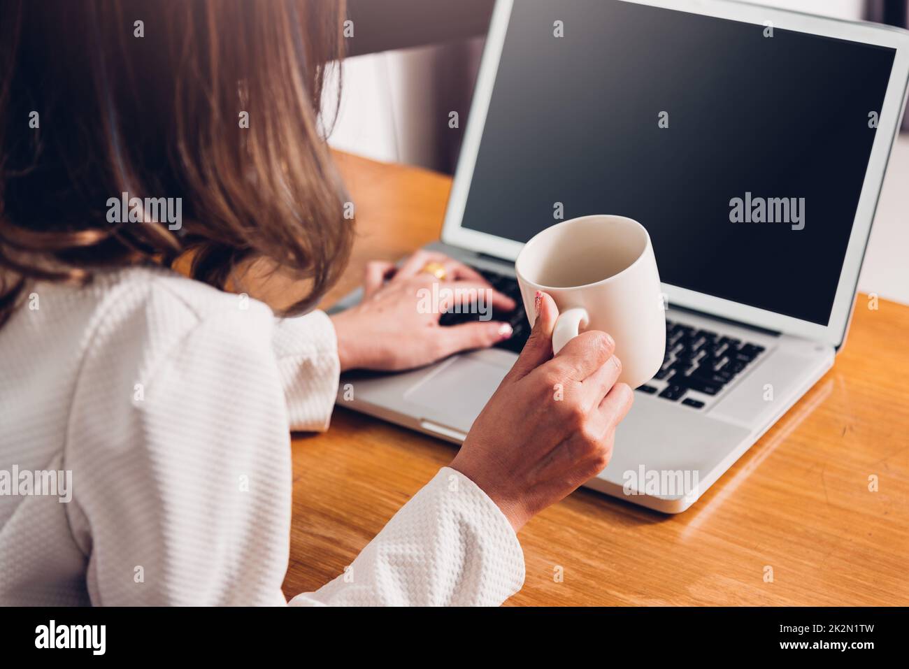 Beautiful business woman lifestyle working using laptop computer Stock Photo