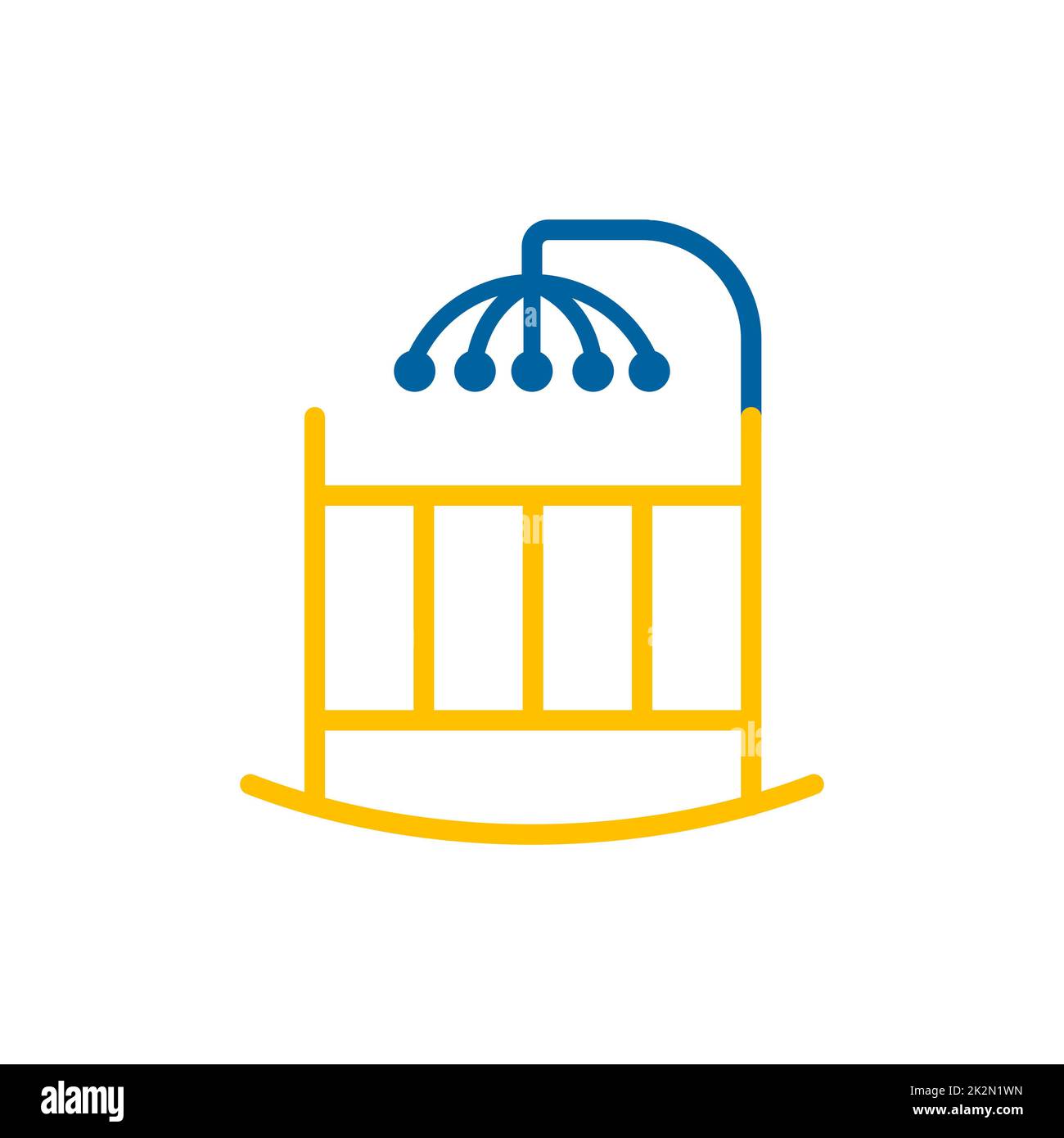 Baby cradle bed with hanging toys vector icon Stock Photo Alamy