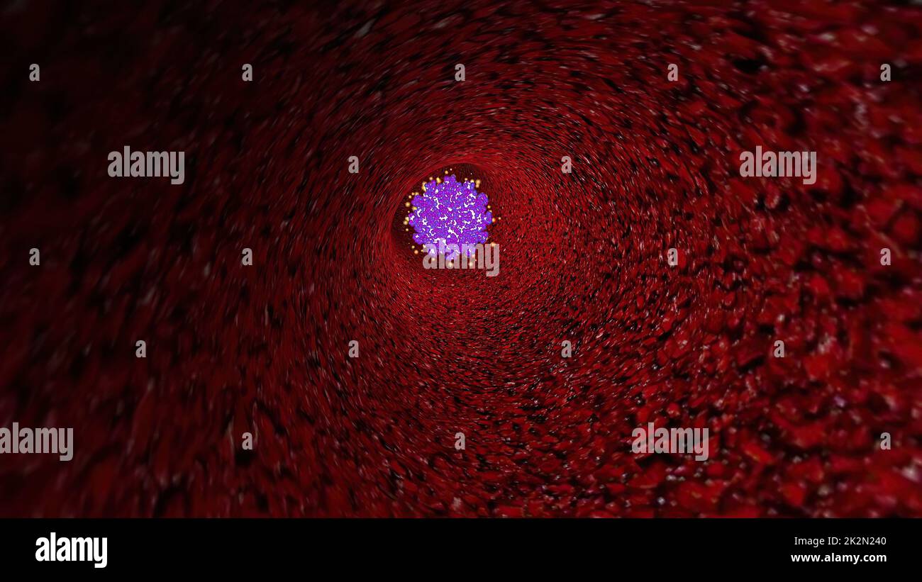 Virus Through A Vein Or Artery 3d illustration Stock Photo