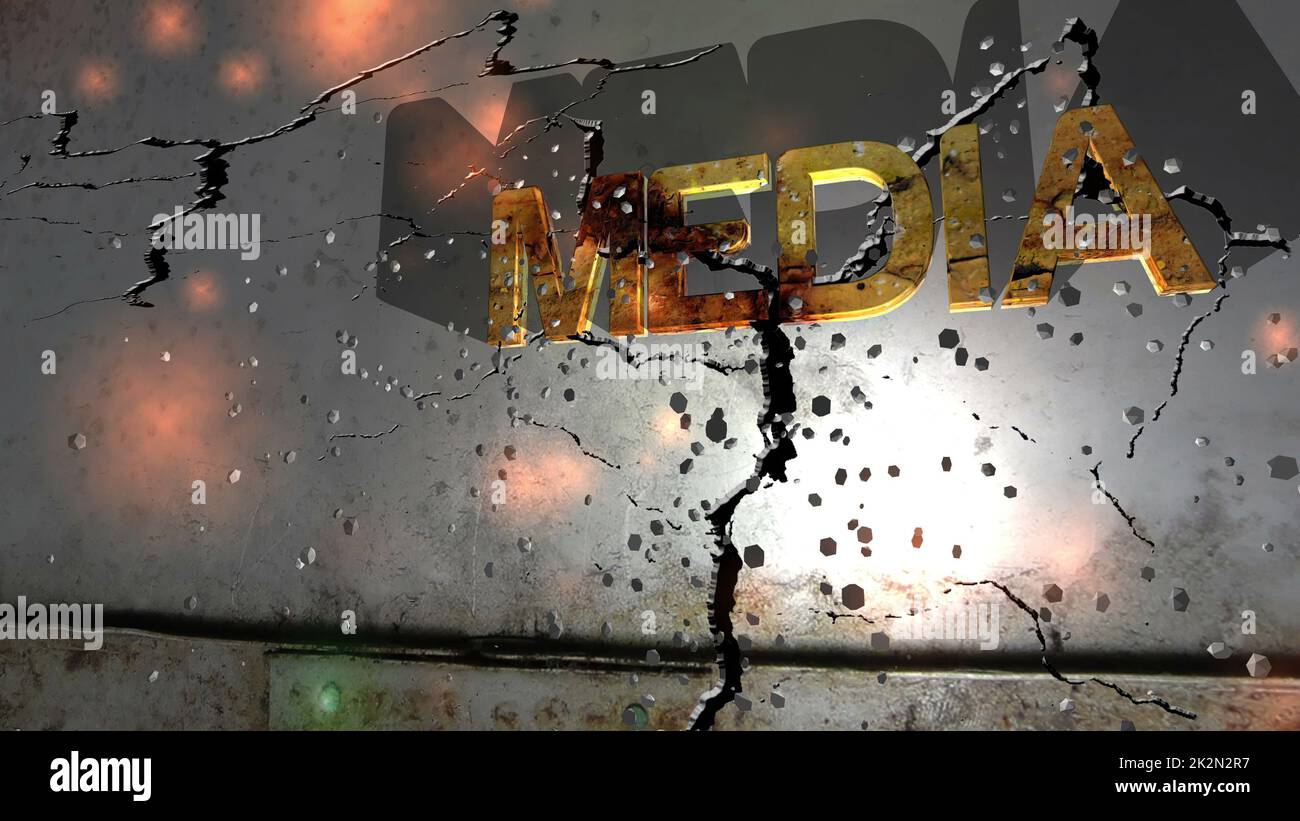 Grunge media text on the wall Stock Photo Alamy