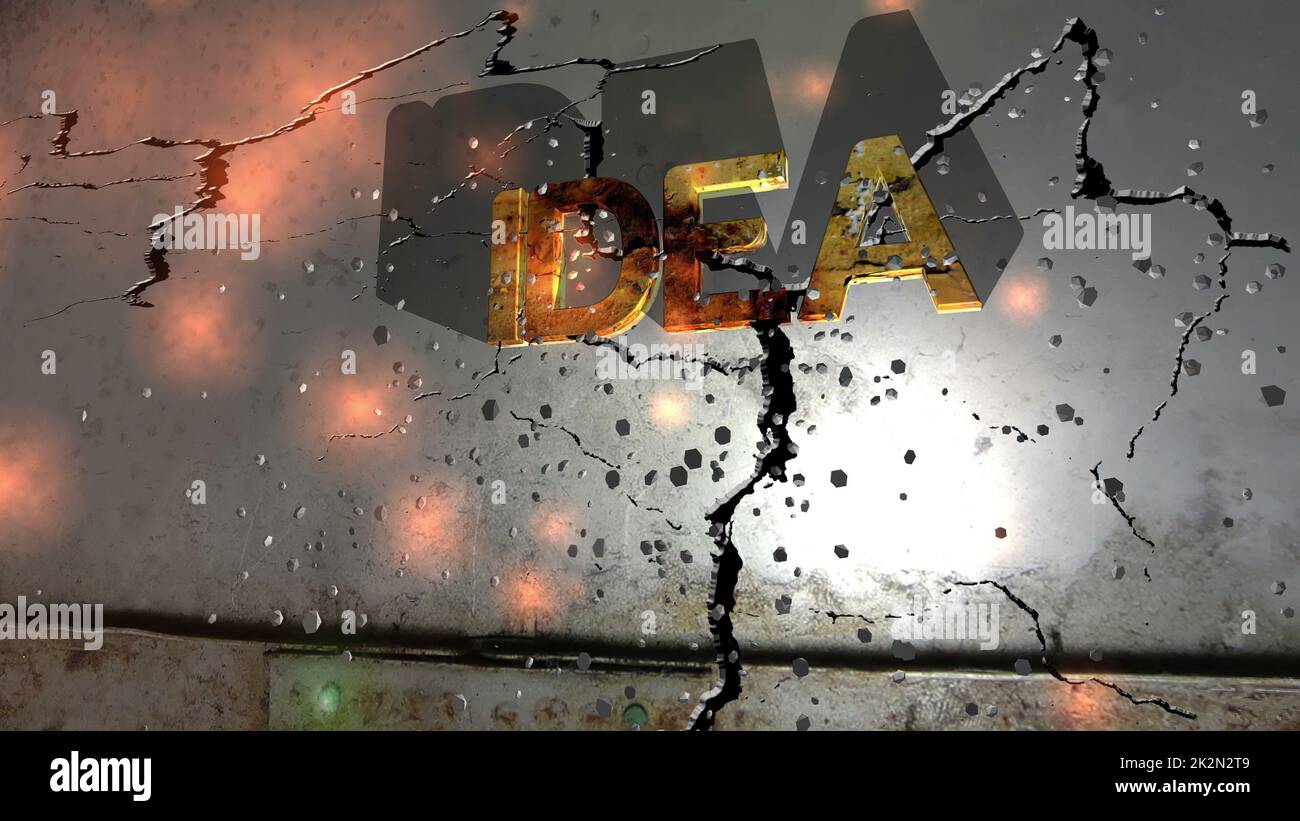 Grunge idea text on the wall 3d illustration Stock Photo Alamy