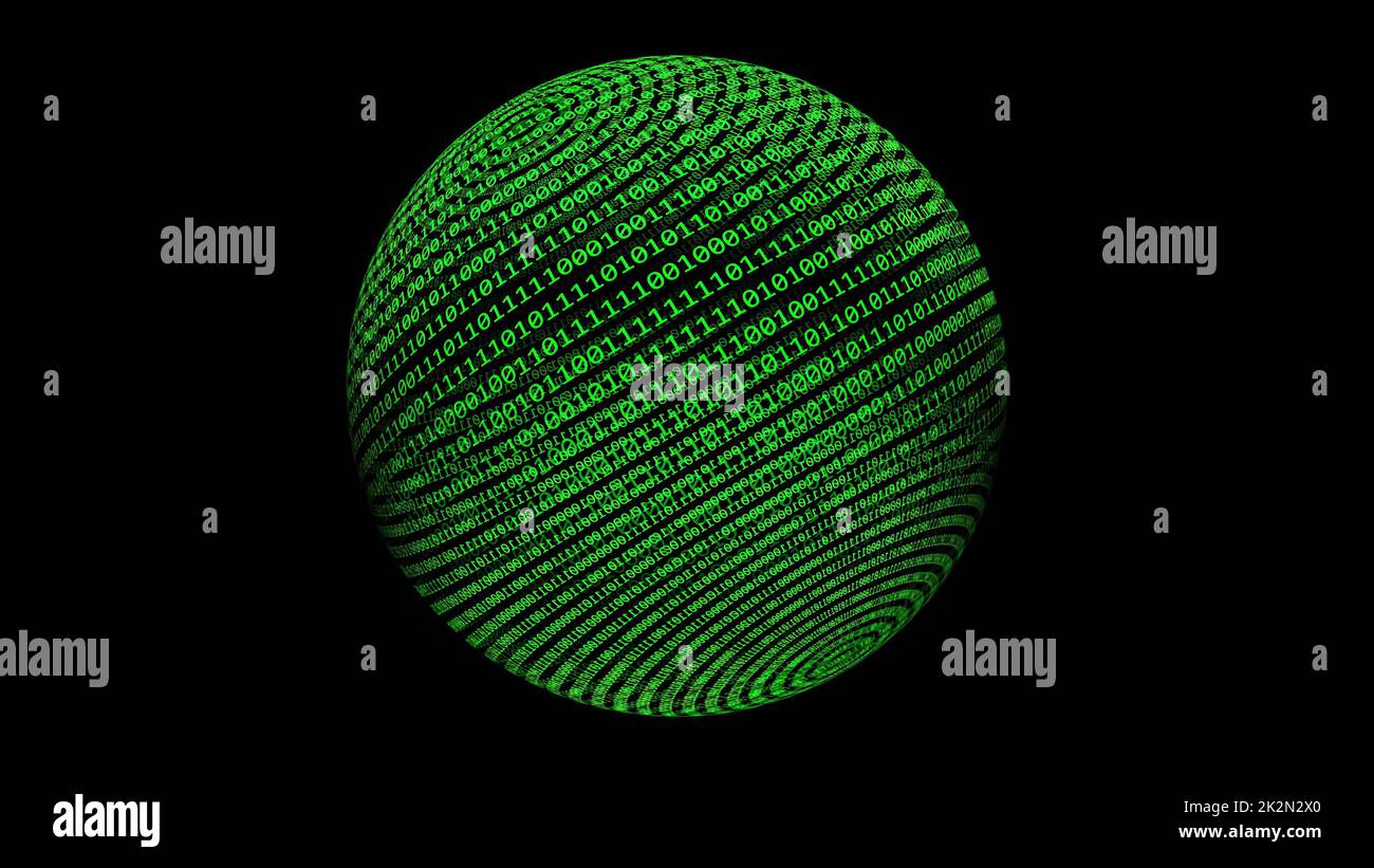Binary data on sphere concept Stock Photo