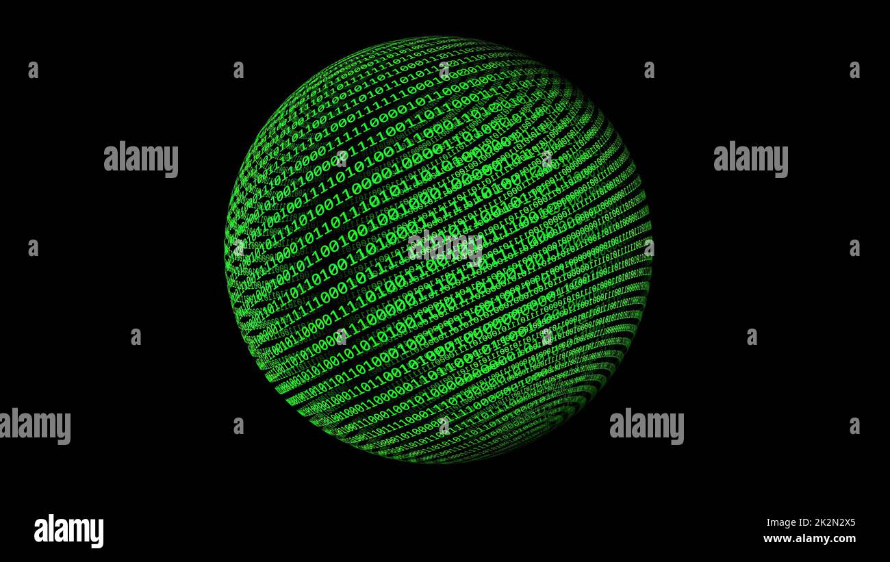 Binary data on sphere concept Stock Photo
