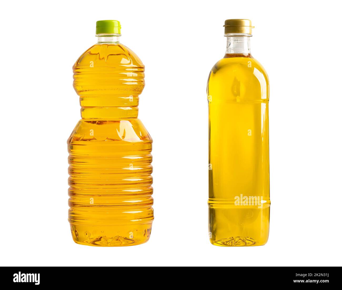 Vegetable oil with olive oil in different bottle for cooking isolated