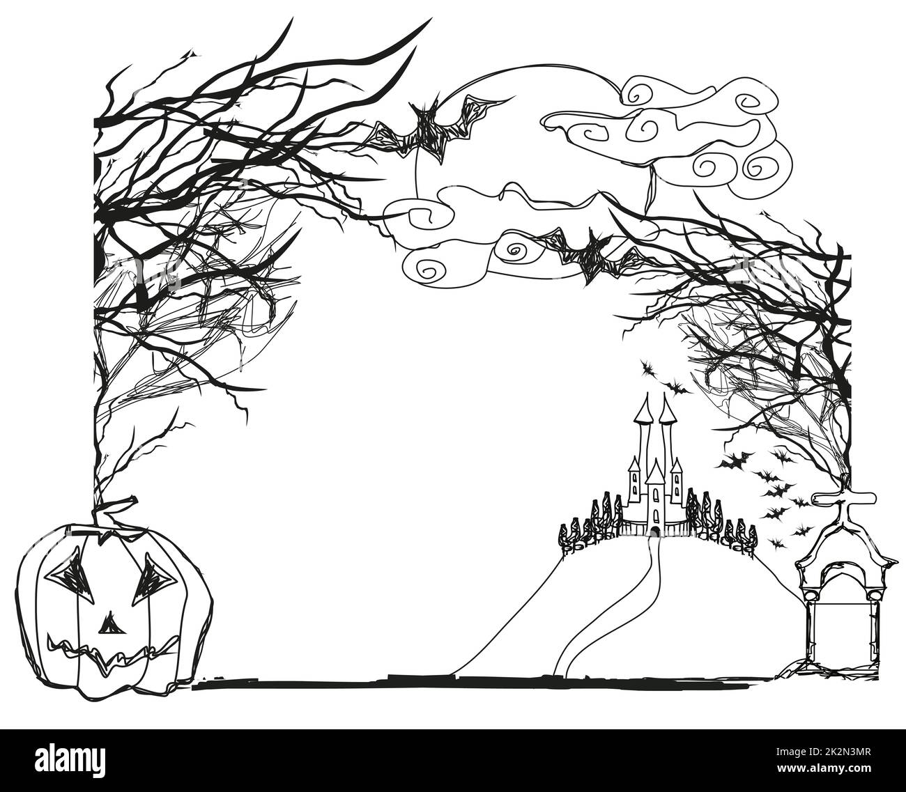halloween-doodle-frame-stock-photo-alamy